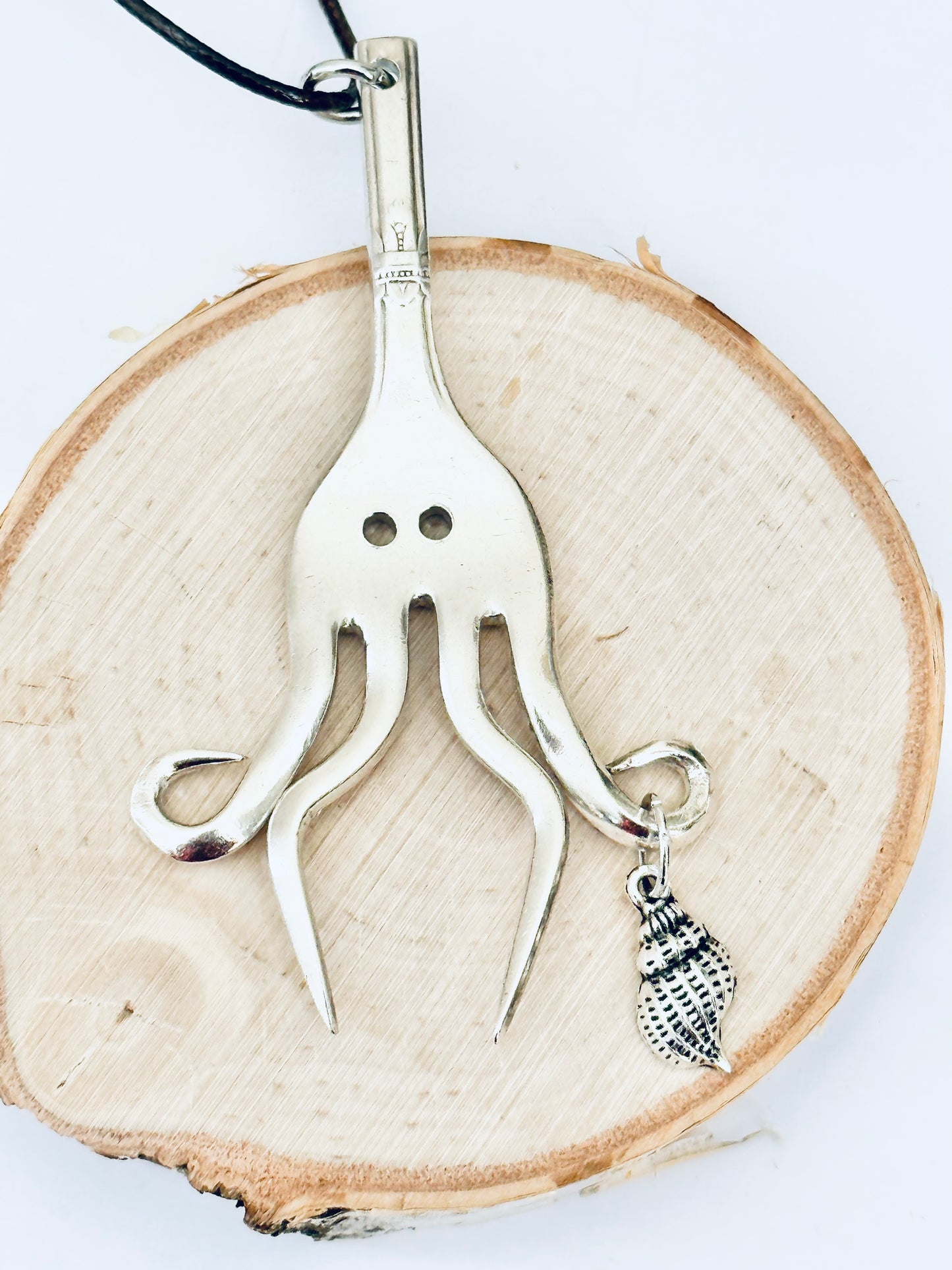 Octopus Necklace, made from Vintage .925 Silver Plated Fork, Handmade, Original Design