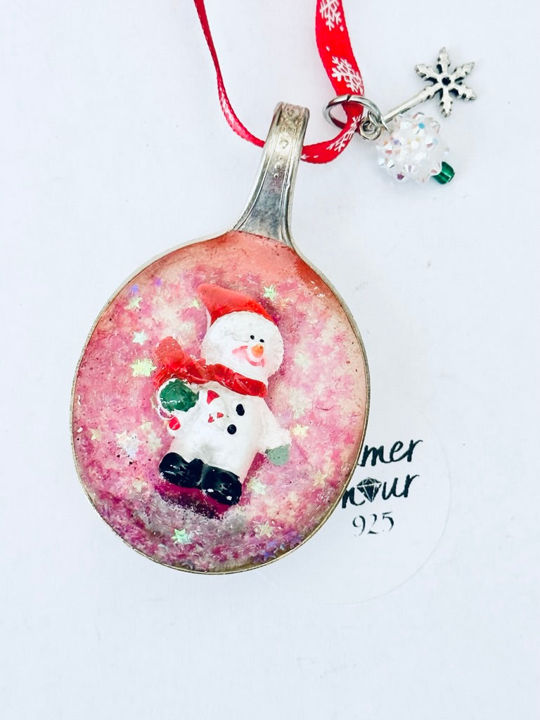 Spoon Bowl Ornaments, Santa Hat Snowman