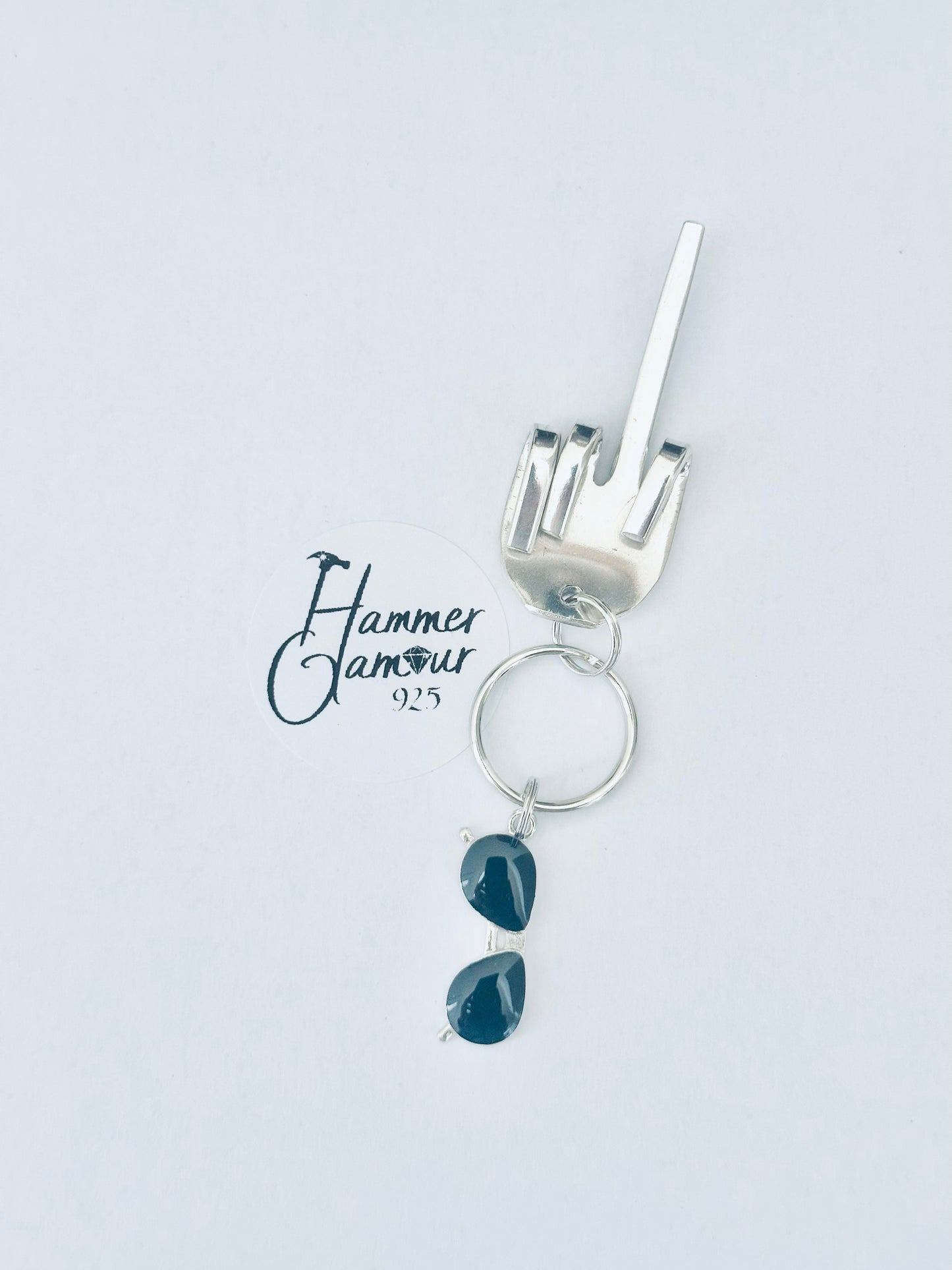 Middle Finger Keychains Made from Vintage Fork. Includes Aviator Sunglasses Charm