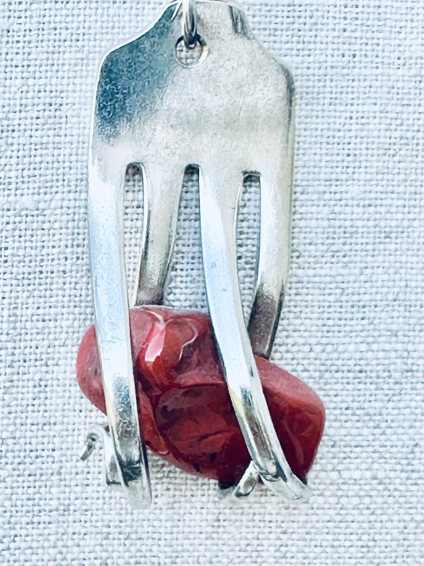 Fork with Genuine Red Jasper Gemstone