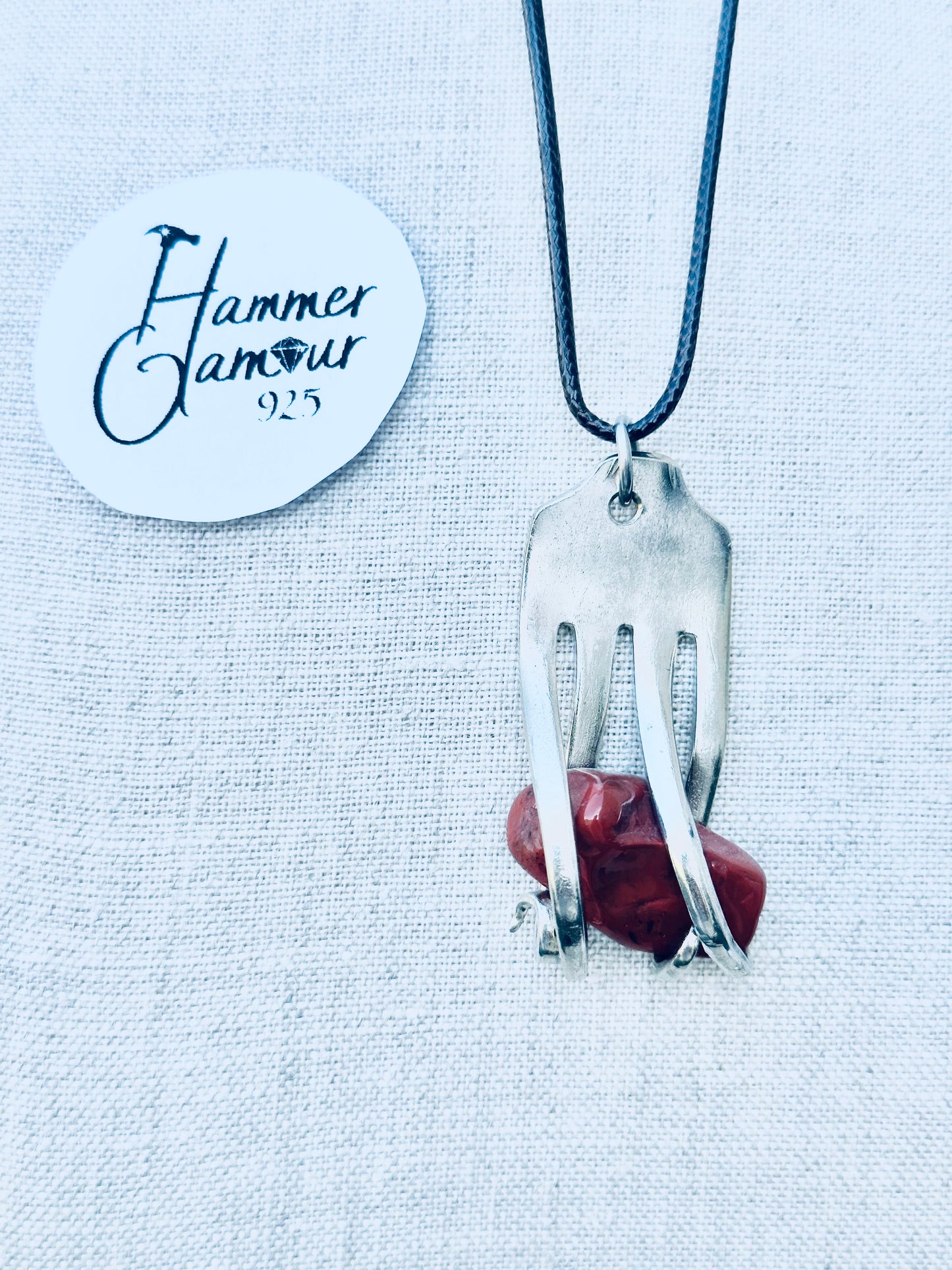 Fork with Genuine Red Jasper Gemstone