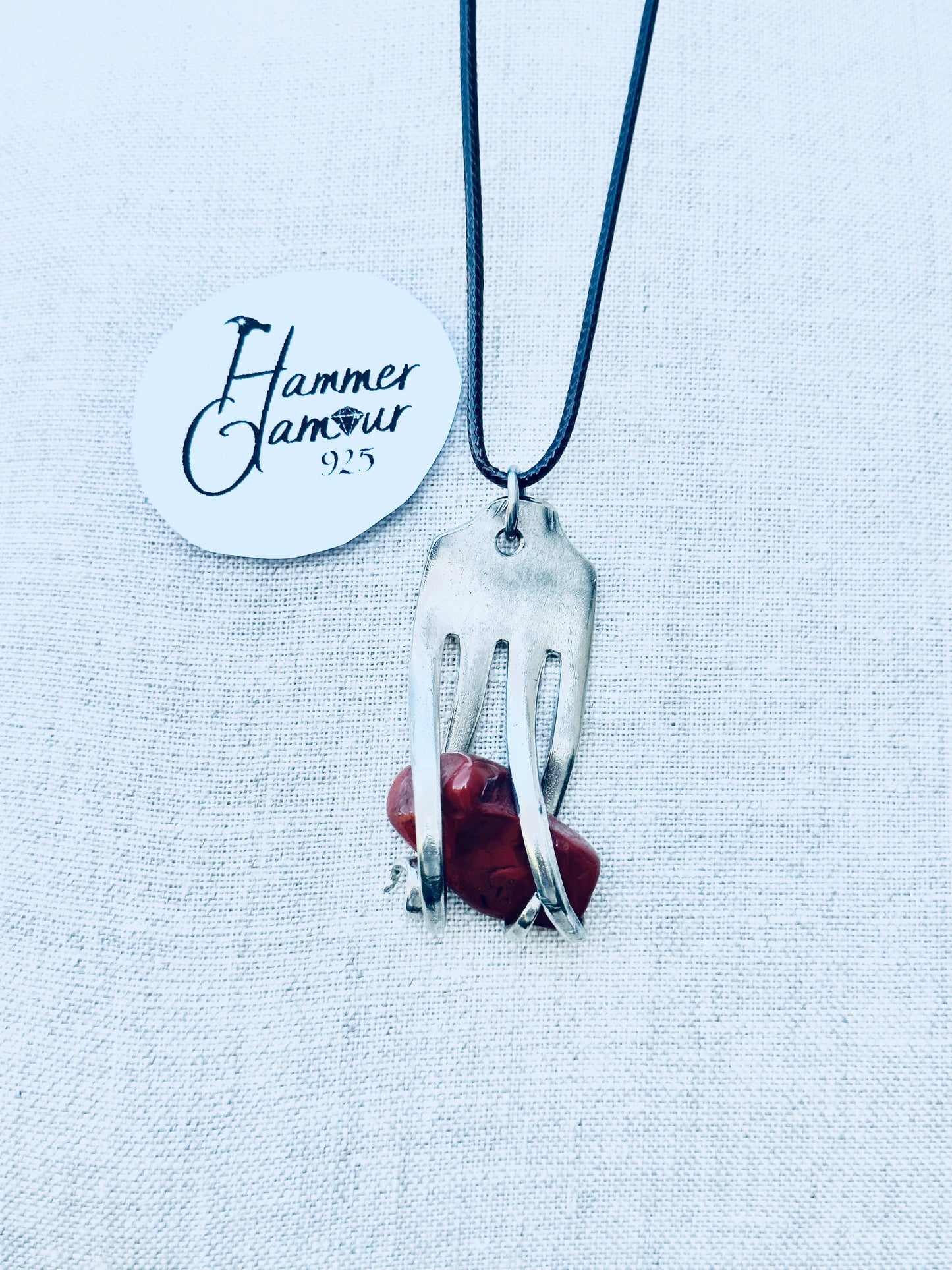 Fork with Genuine Red Jasper Gemstone