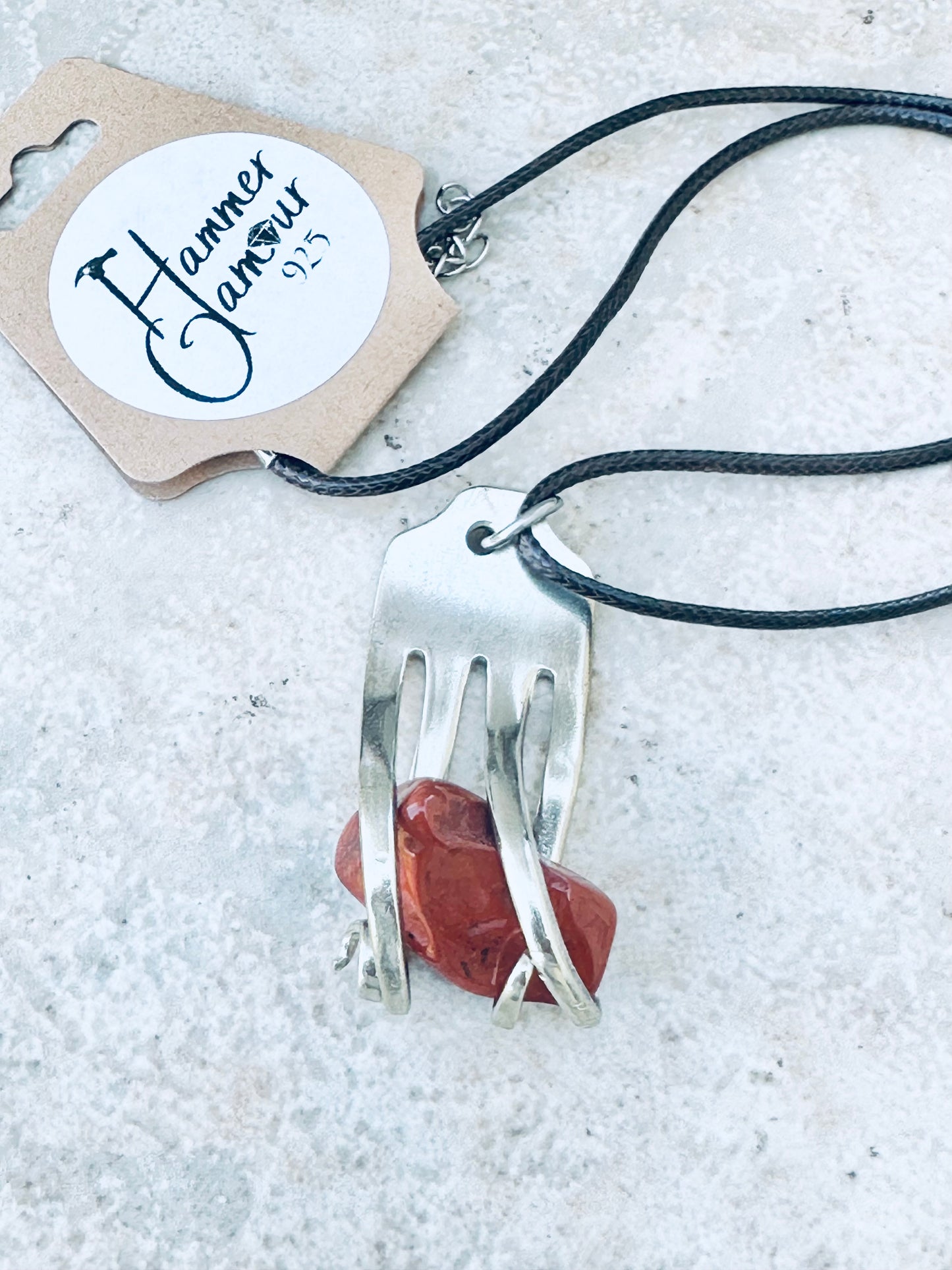 Fork with Genuine Red Jasper Gemstone