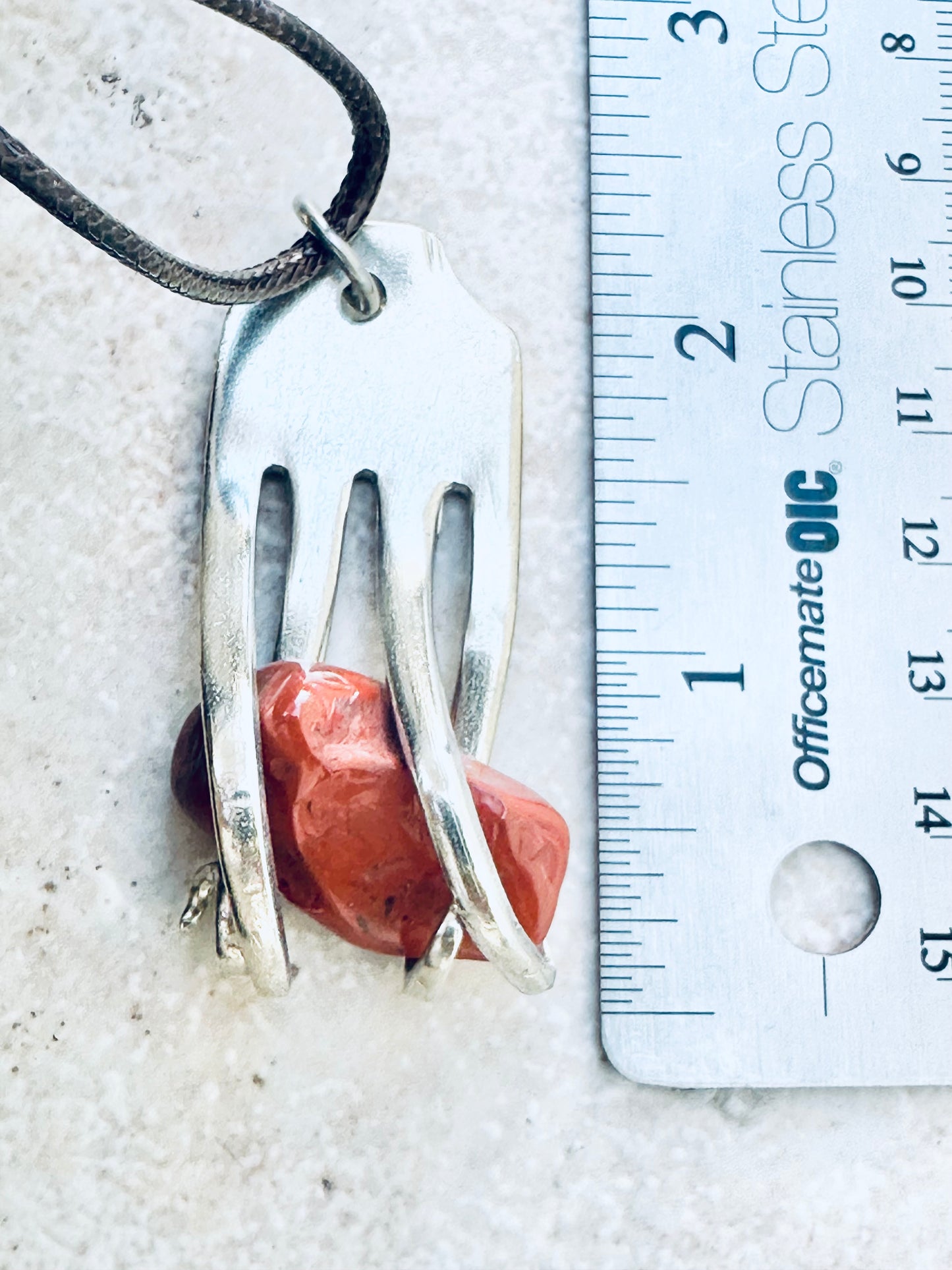 Fork with Genuine Red Jasper Gemstone