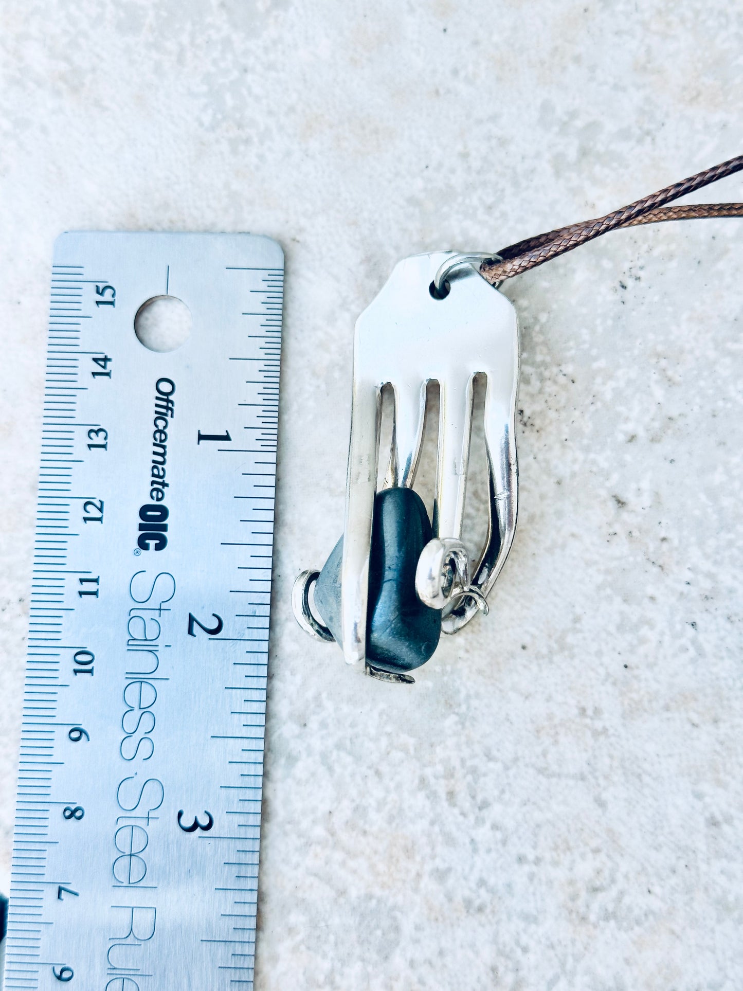 Fork with Genuine Obsidian Gemstone