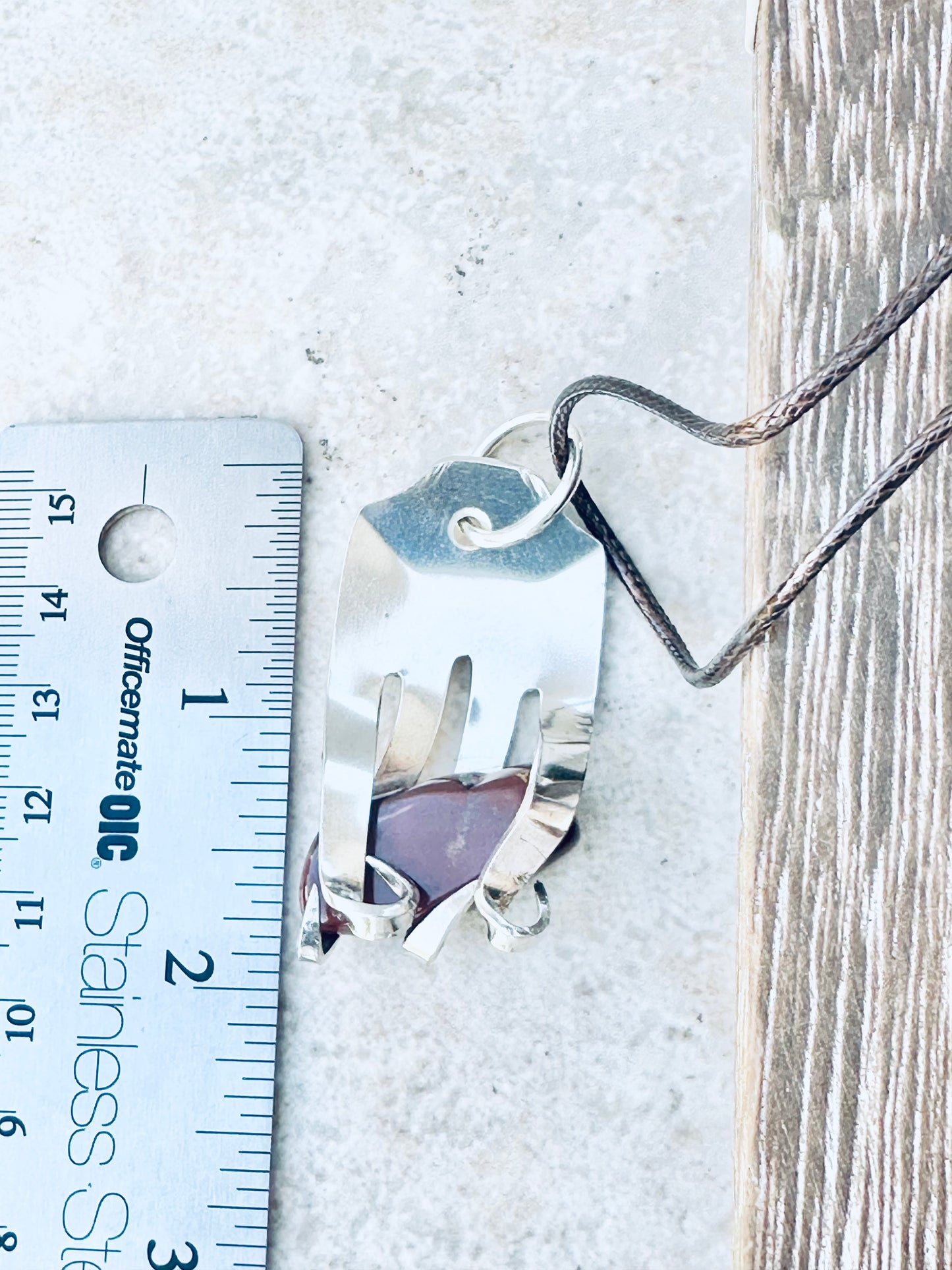 Fork with Genuine Dark Red Jasper Gemstone