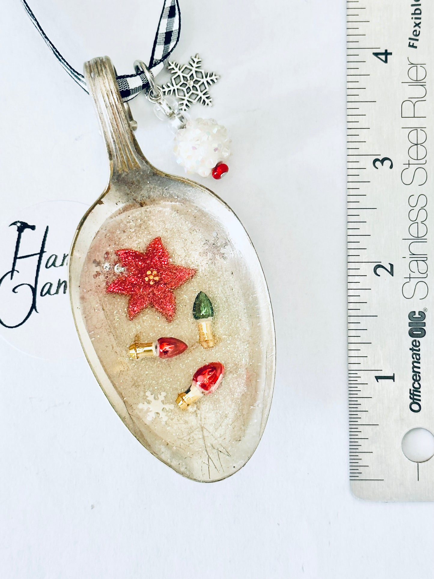 Spoon Bowl Ornaments, Poinsettias & Twinkle Lights