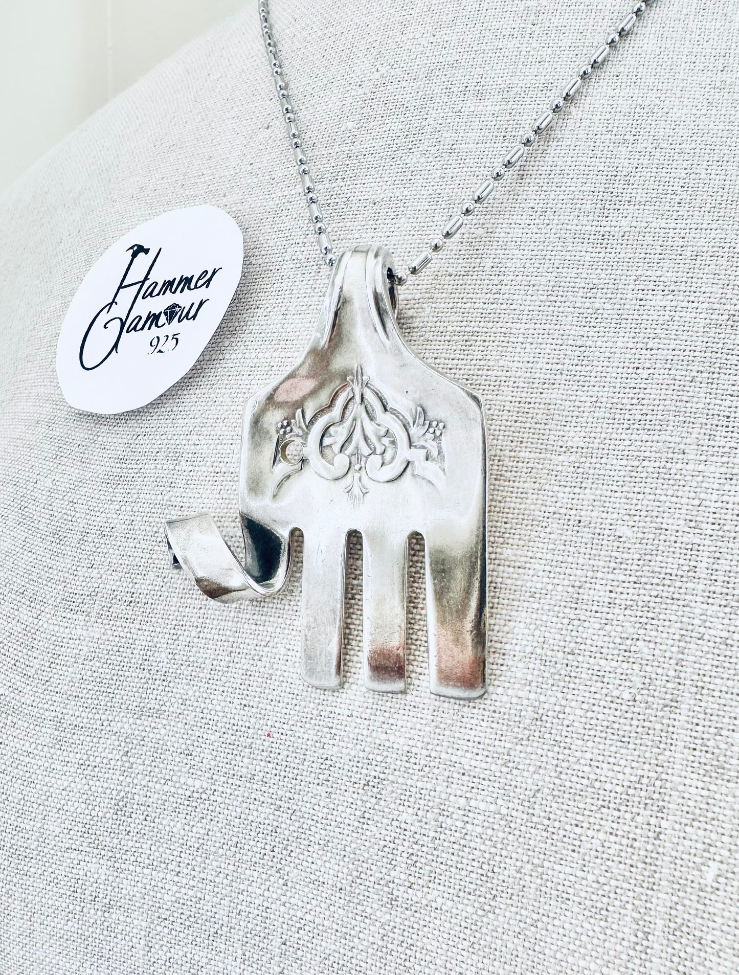 Elephant Necklace, made from Vintage .925 Silver Plated Fork