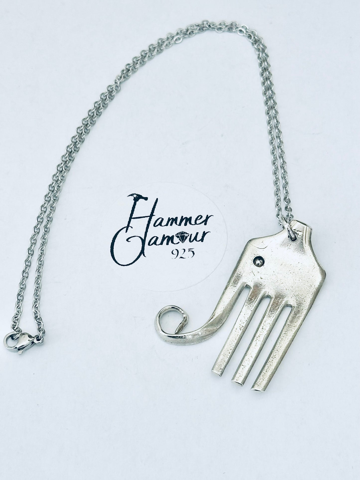 Elephant Necklace, made from Vintage .925 Silver Plated Fork