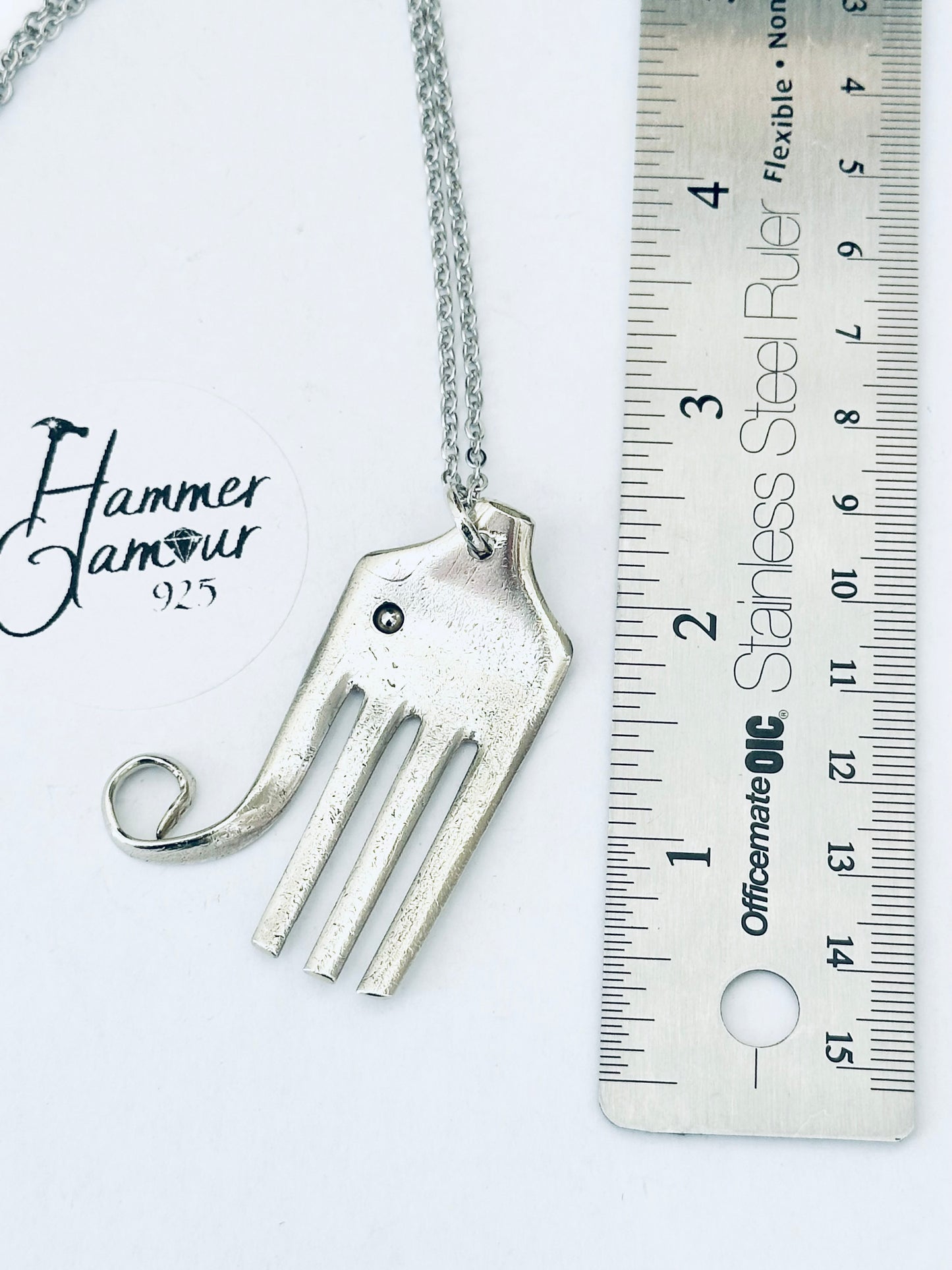 Elephant Necklace, made from Vintage .925 Silver Plated Fork