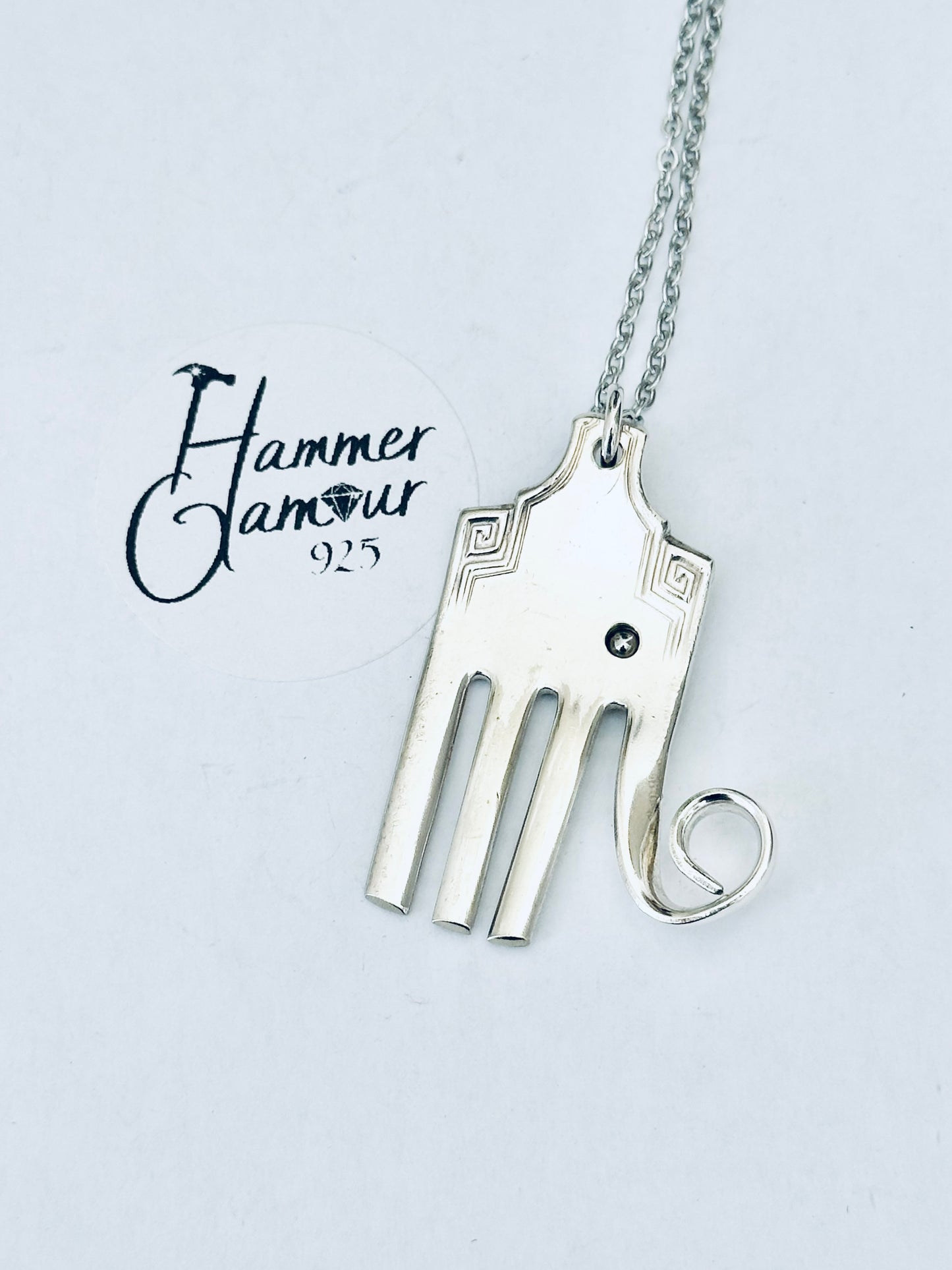 Elephant Necklace, made from Vintage .925 Silver Plated Fork