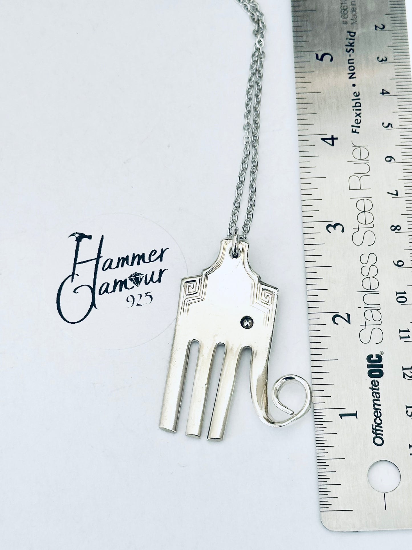 Elephant Necklace, made from Vintage .925 Silver Plated Fork