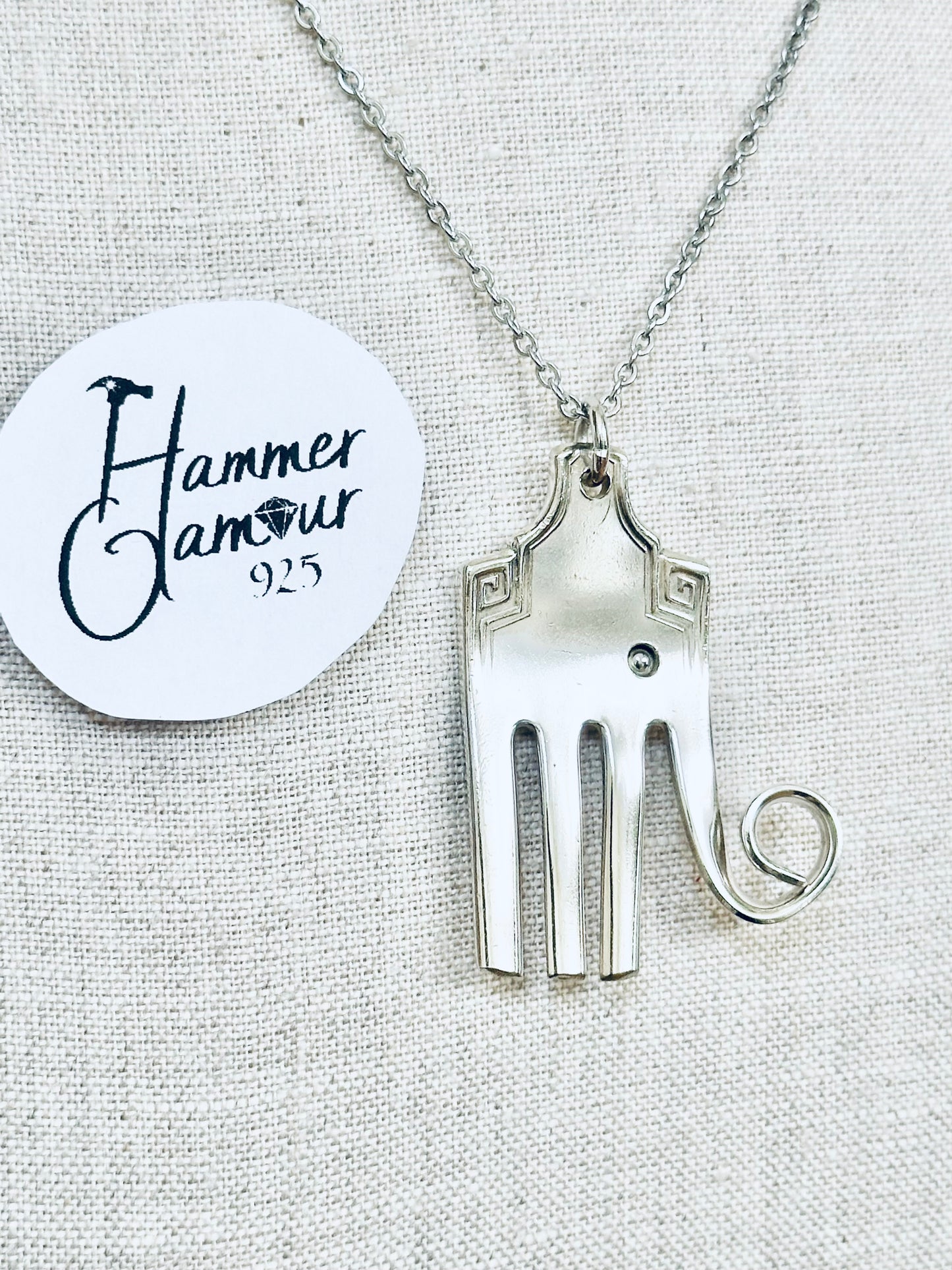 Elephant Necklace, made from Vintage .925 Silver Plated Fork