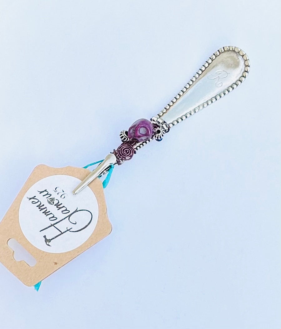 Roach Clips & Bracelet Helpers made from Vintage Spoon Handles, Gem Stones, and Glass Beads