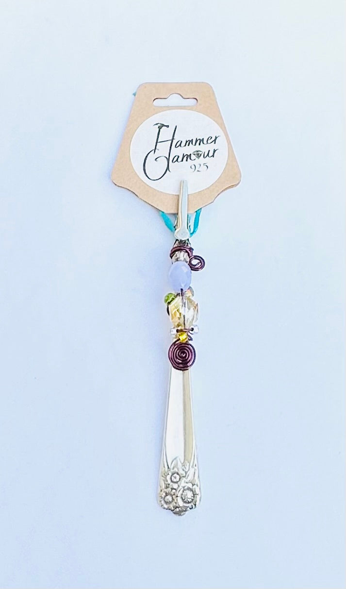 Roach Clips & Bracelet Helpers made from Vintage Spoon Handles, Gem Stones, and Glass Beads