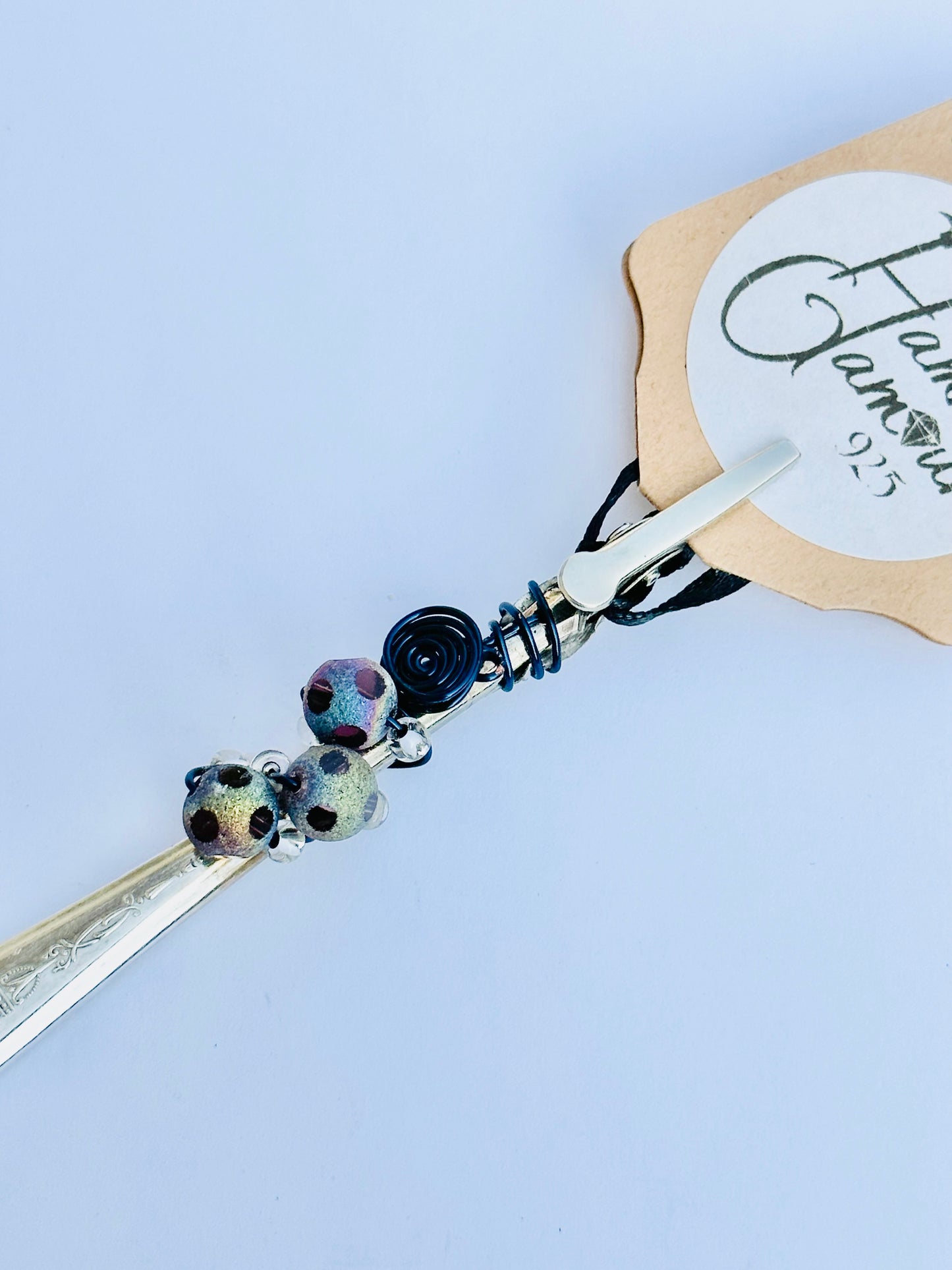 Roach Clips & Bracelet Helpers made from Vintage Spoon Handles, Gem Stones, and Glass Beads