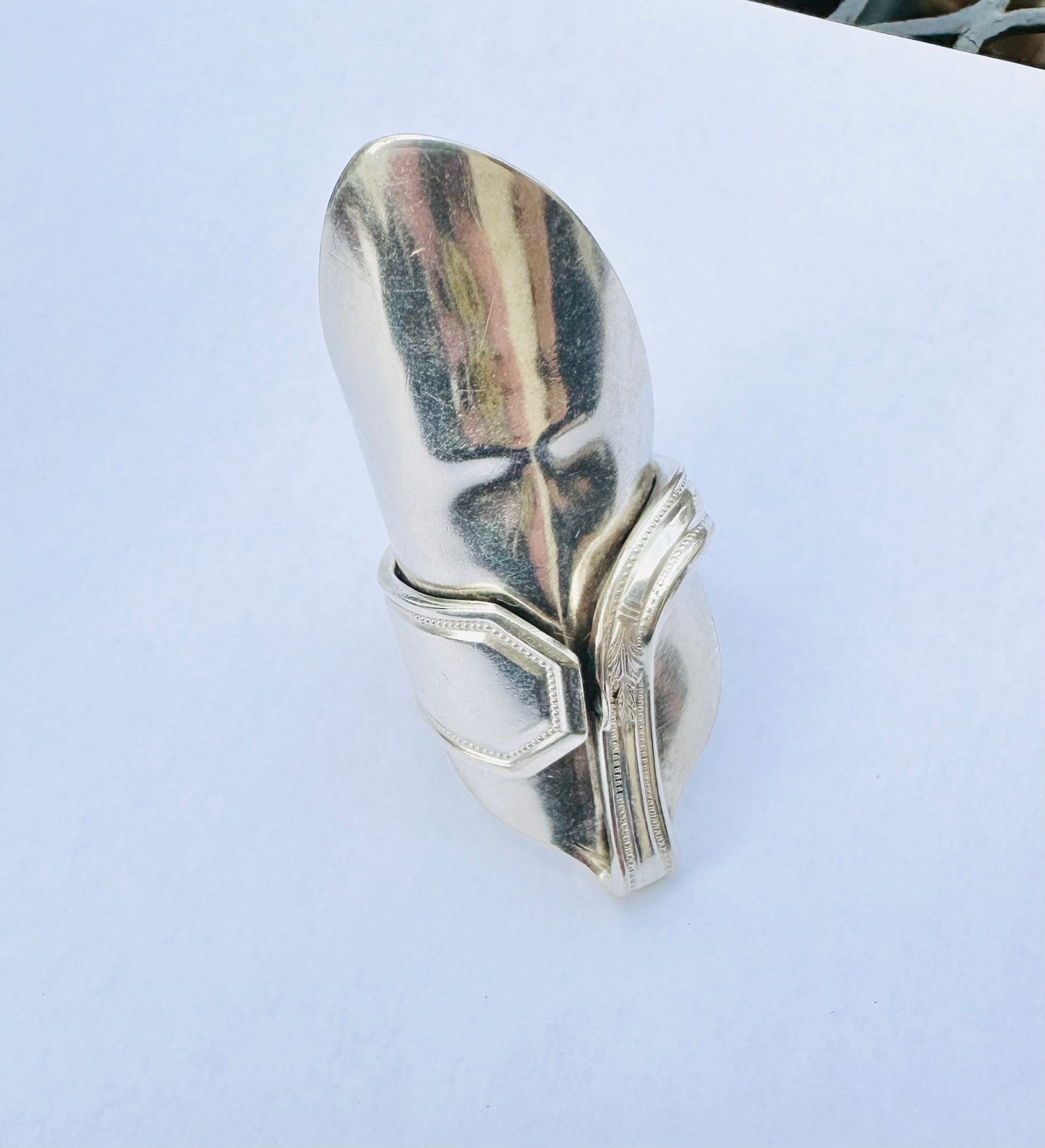 Talon Spoon Ring Size 9.5- 10.5, Vintage Silver