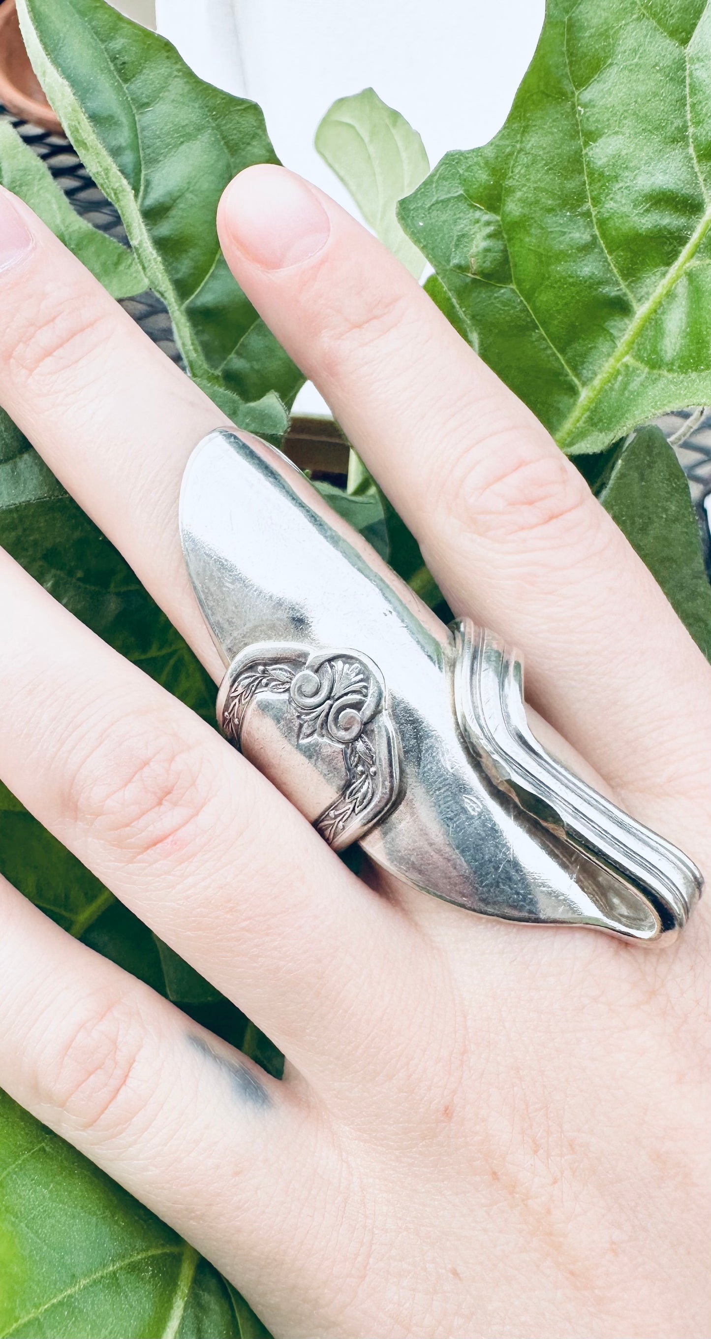 Talon Spoon Ring Size 9, Vintage Silver