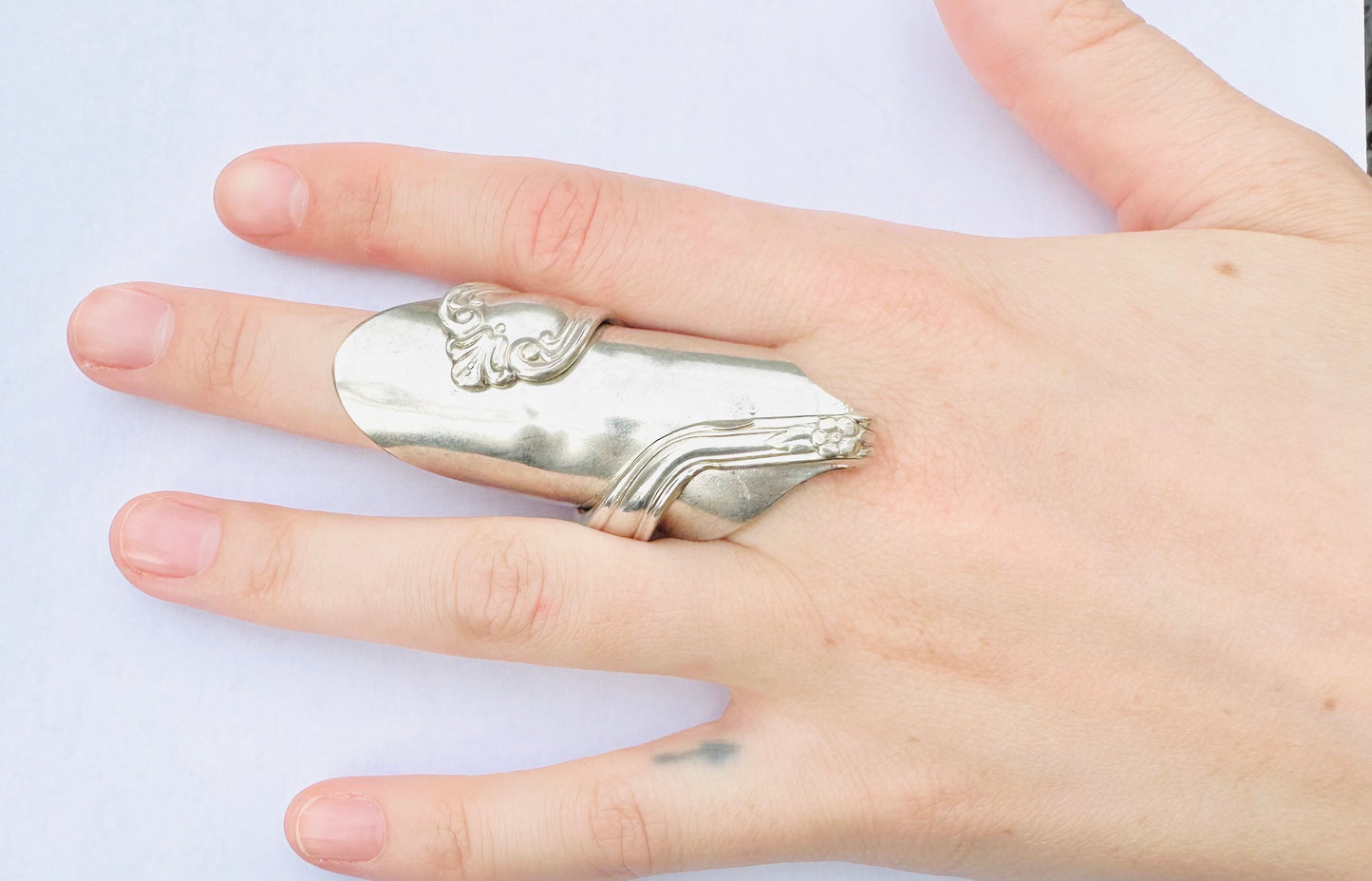 Talon Spoon Ring Size 9.5-10, Vintage Silver