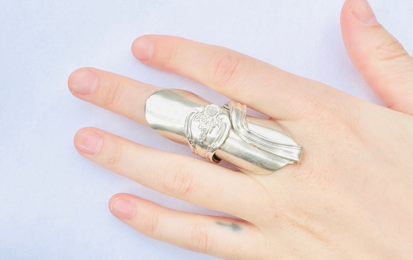 Talon Spoon Ring Size 6.5 - 7, Vintage Silver