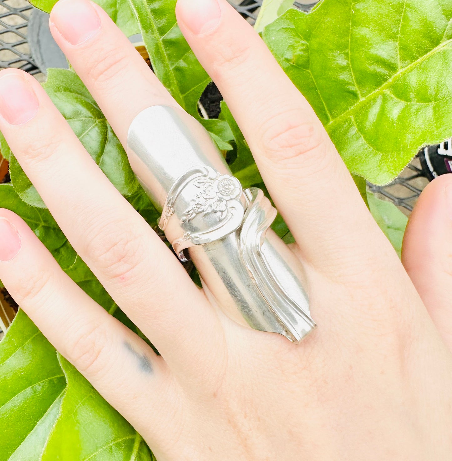 Talon Spoon Ring Size 6.5 - 7, Vintage Silver