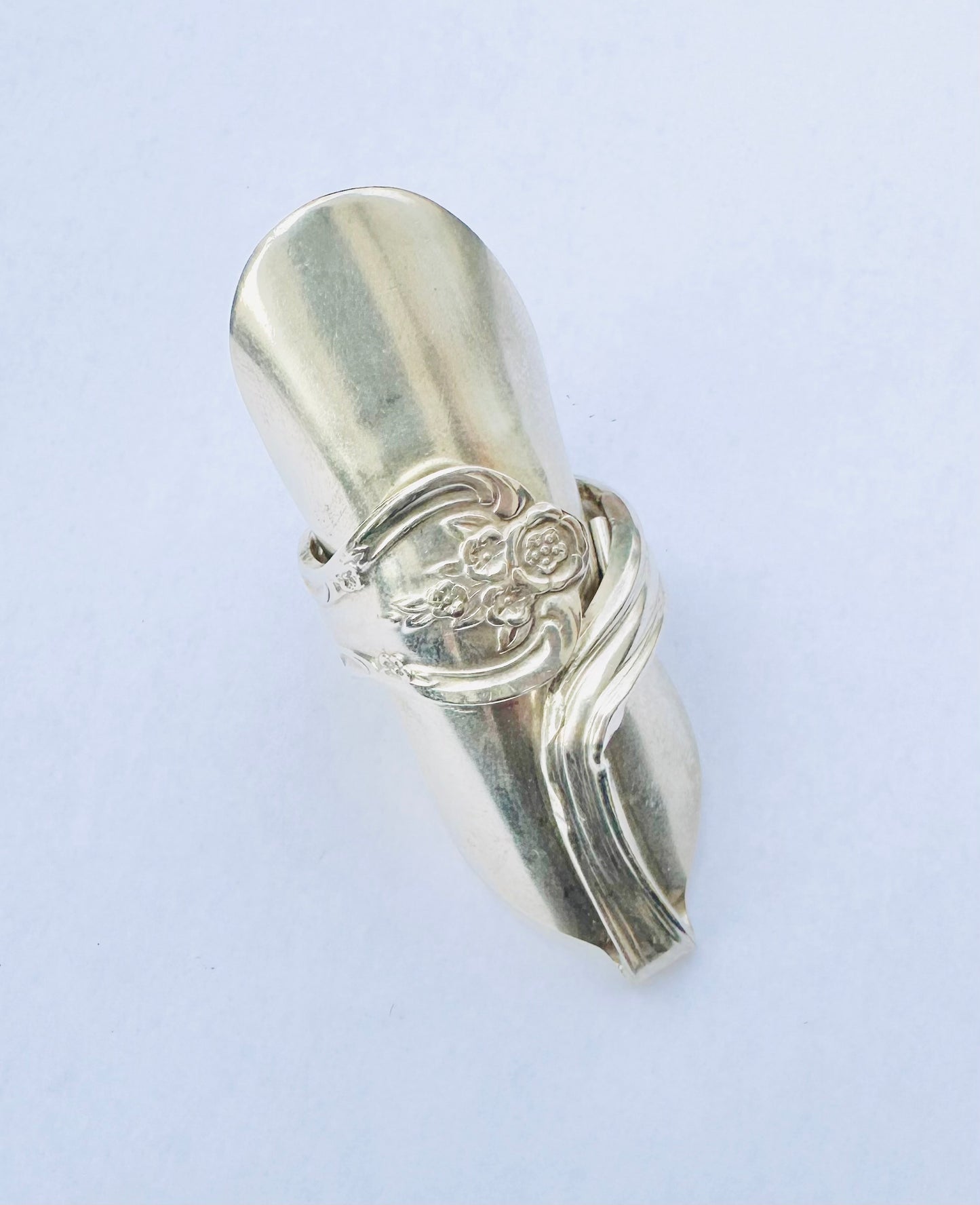 Talon Spoon Ring Size 6.5 - 7, Vintage Silver