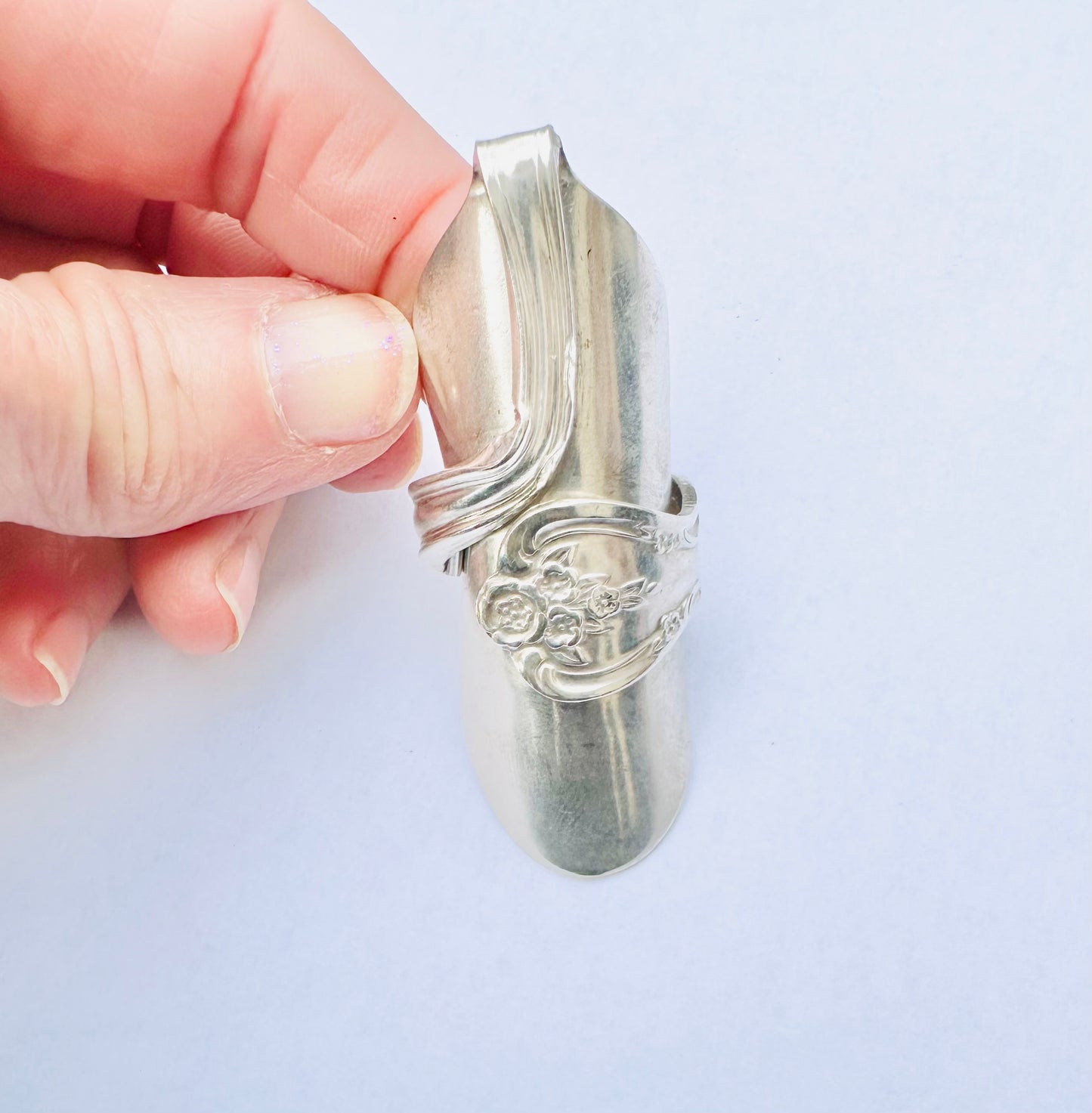 Talon Spoon Ring Size 6.5 - 7, Vintage Silver