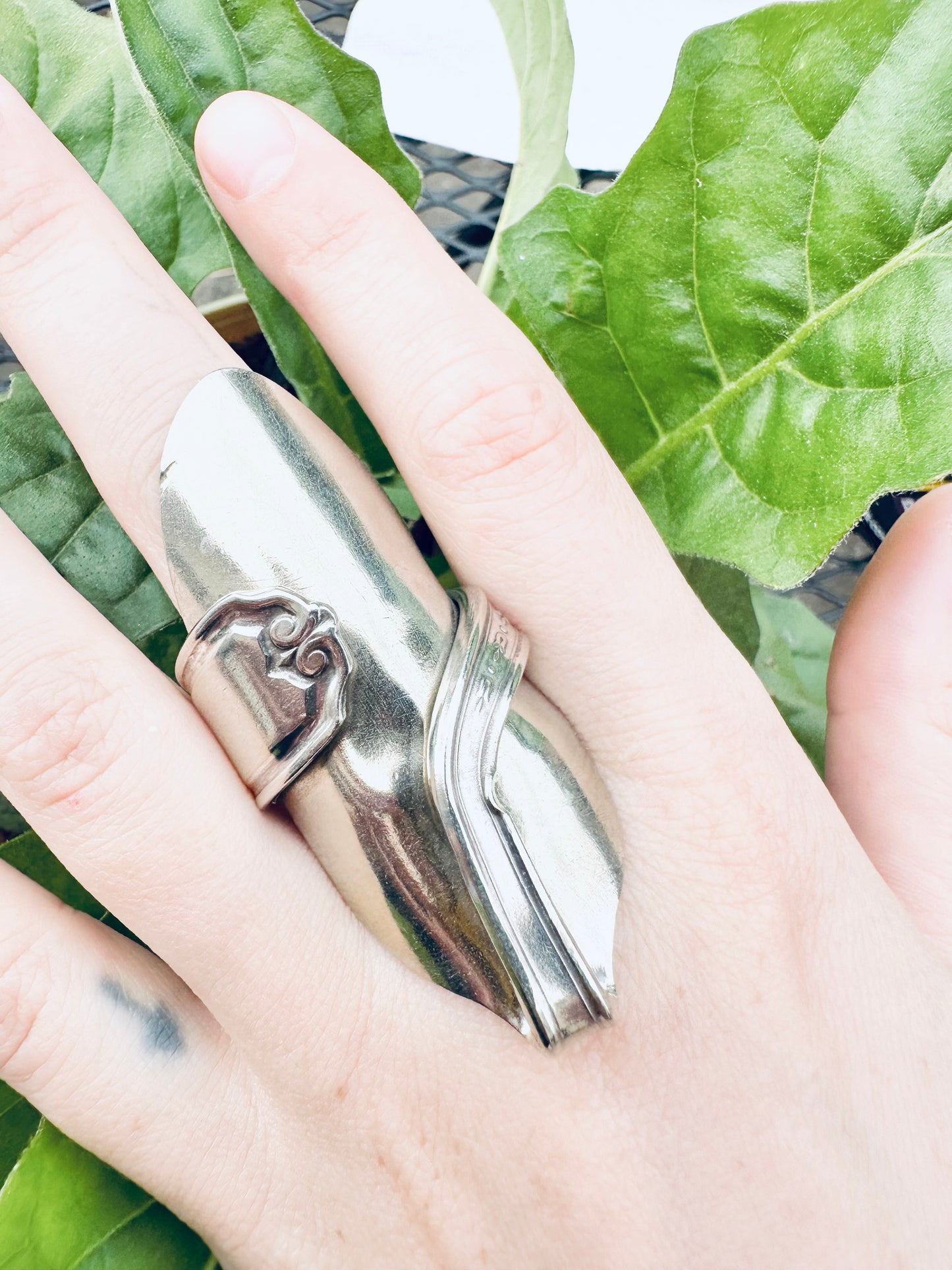 Talon Spoon Ring Size 9.5-10, Vintage Silver