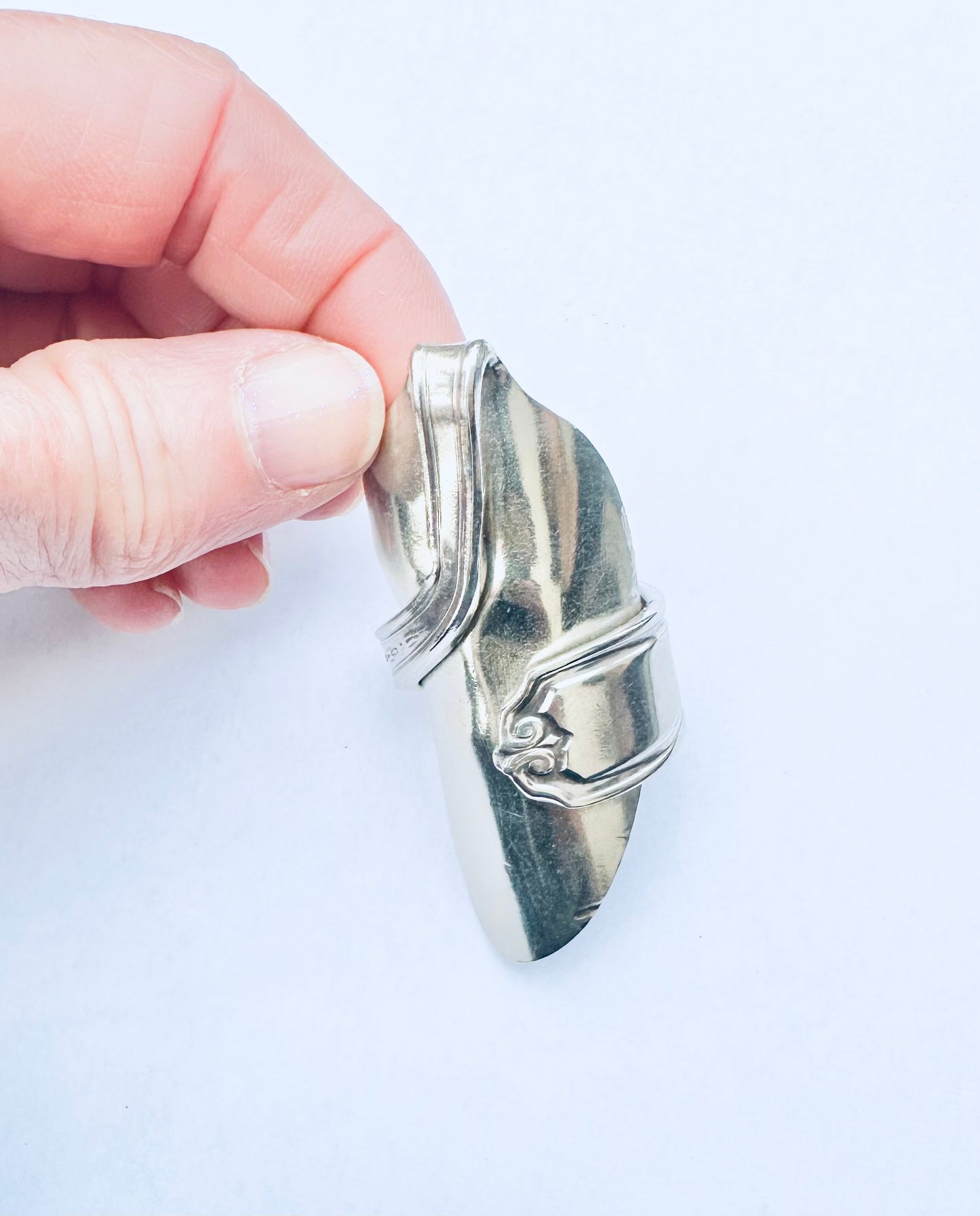 Talon Spoon Ring Size 9.5-10, Vintage Silver