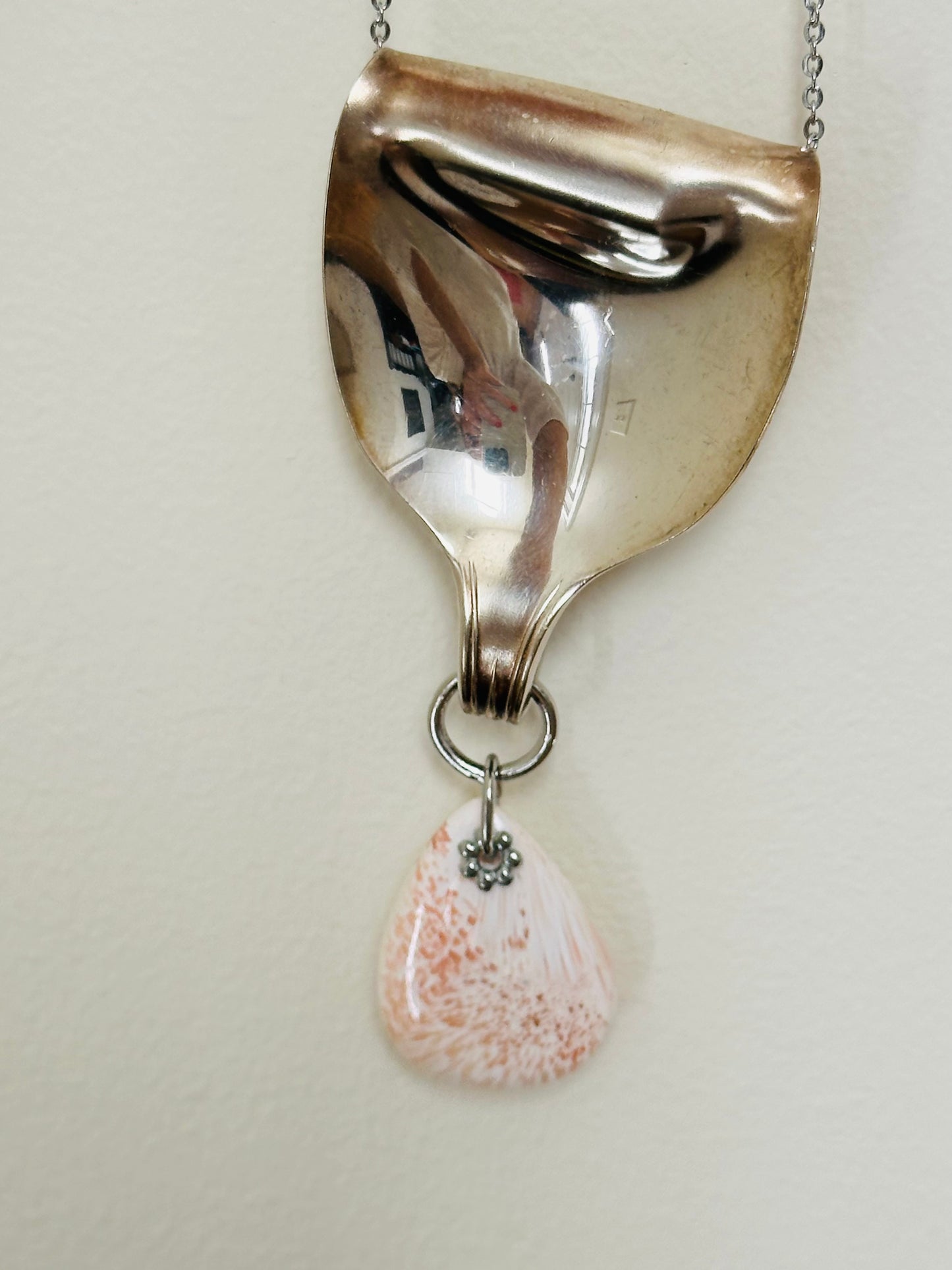 Gemstone Necklace - Scolecite, with Vintage Silver Spoon Bail