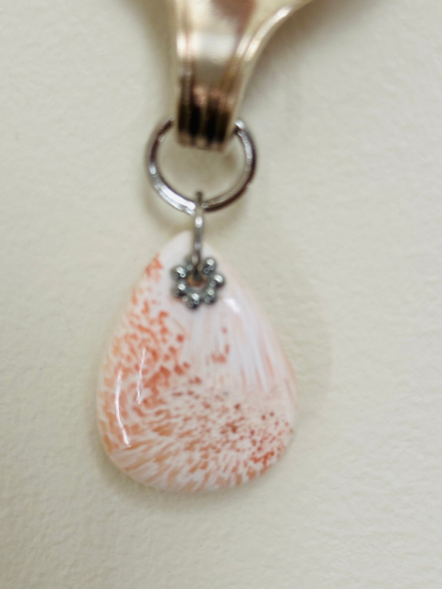 Gemstone Necklace - Scolecite, with Vintage Silver Spoon Bail